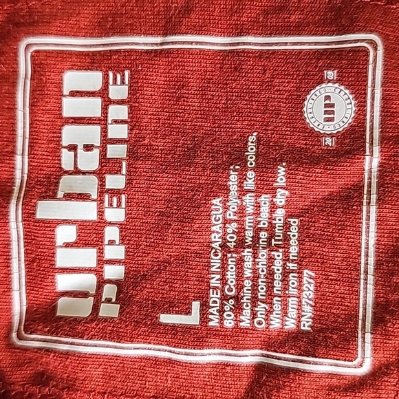 Urban pipeline mens long sleeve shirt waffle fabric. Rust with black stripes. Lg - Picture 3 of 5